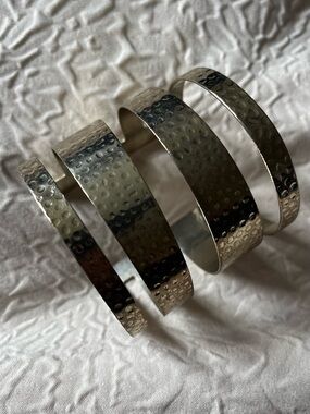 Hammered Metal Spiral Cuff Bracelet Set